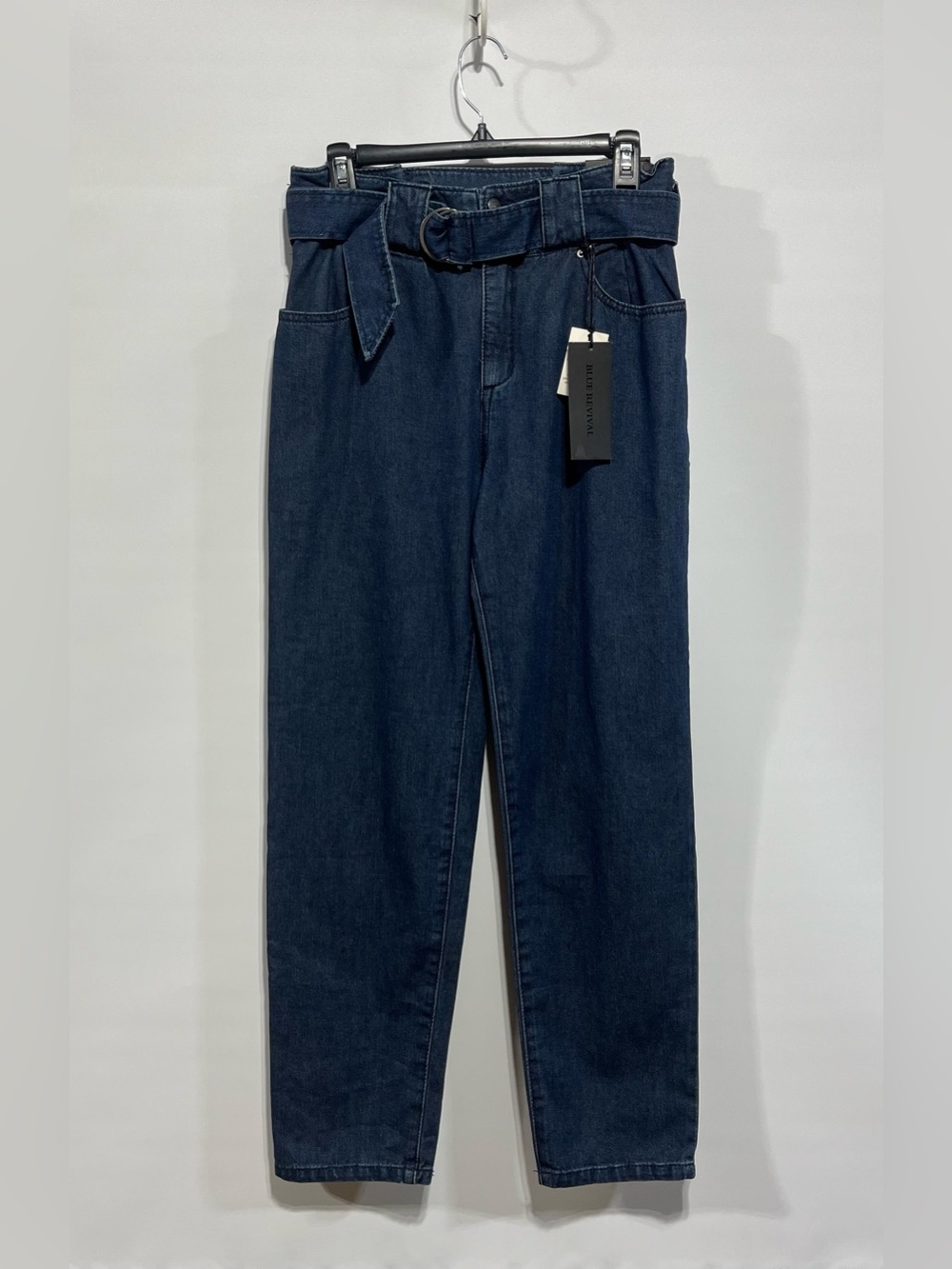 Blue Revival High Rise Belted Jean Trousers 100%‎ Cotton  Size 25 Inseam 28” NWT